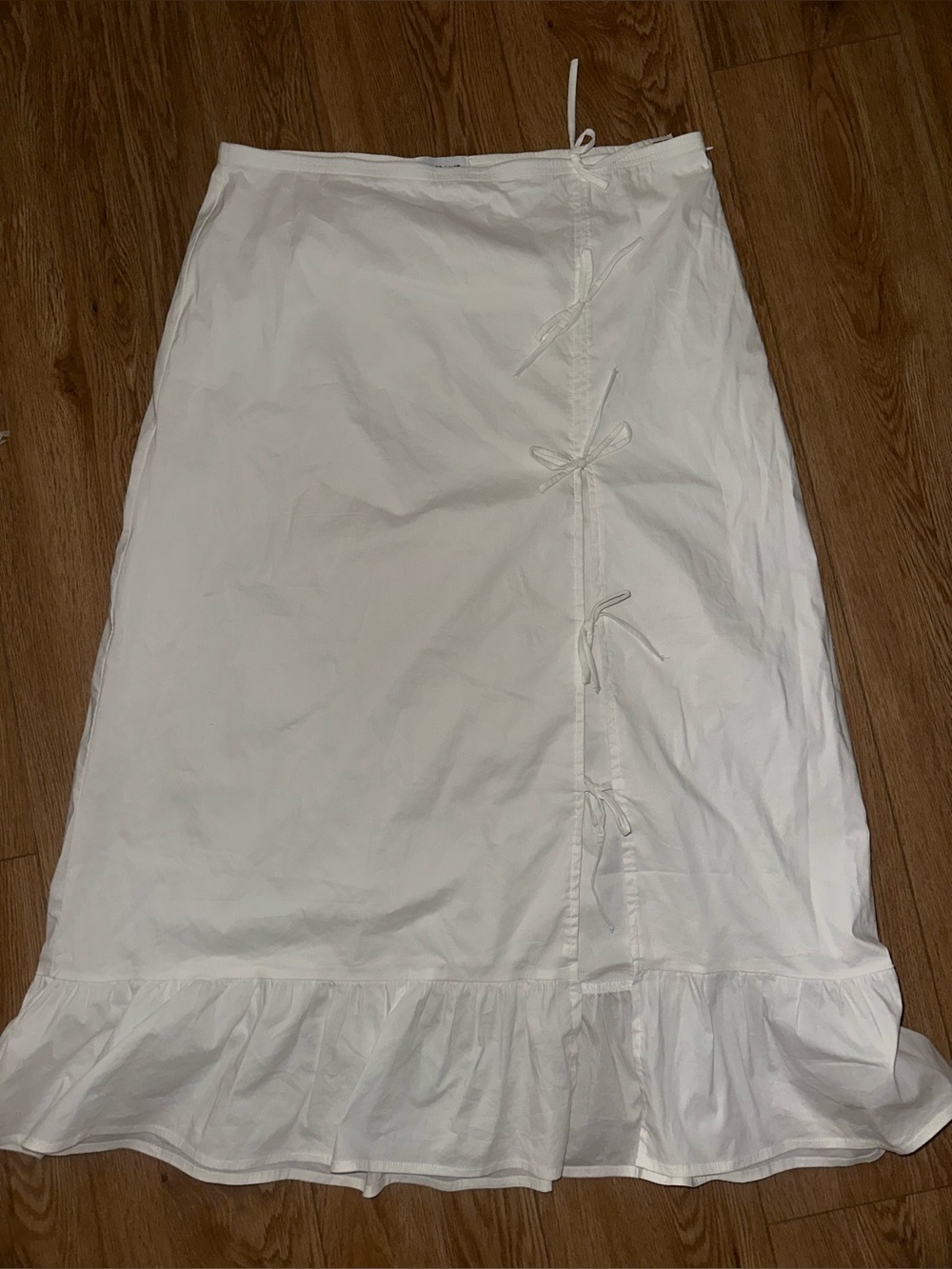 Women's White Tie-Front Ruffle Hem Skirt summer skirt size XL